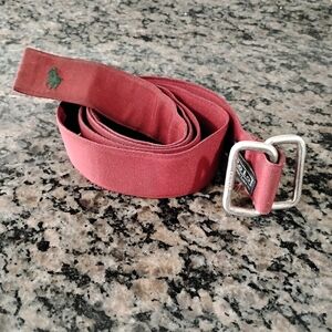 Ralph Lauren Red Fabric Belt with Silver Buckle